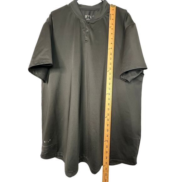 BYLT Mens XXL Lux Drop Cut Short Sleeve Polo Shirt 1/4 Button Collar Tee Black - Picture 5 of 6
